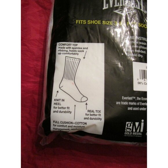 Everlast 6 Pair Boys Crew Socks White Fits Shoe 3-9 Comfort Top Cotton Blend - Picture 3 of 4